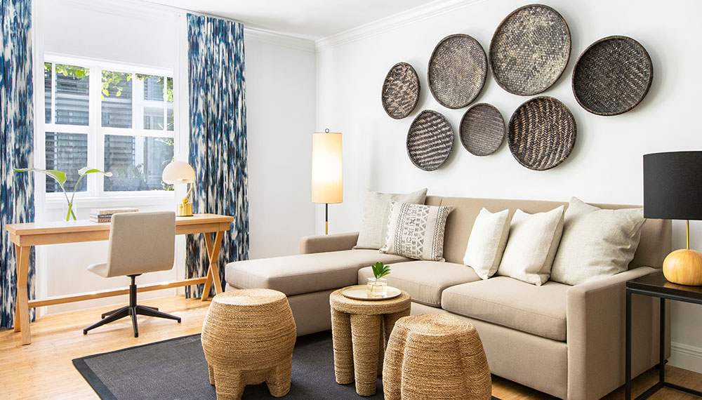 hotel guestroom loft living room seating