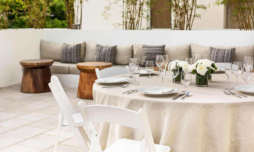 Reception Table close-up on outdoor deck