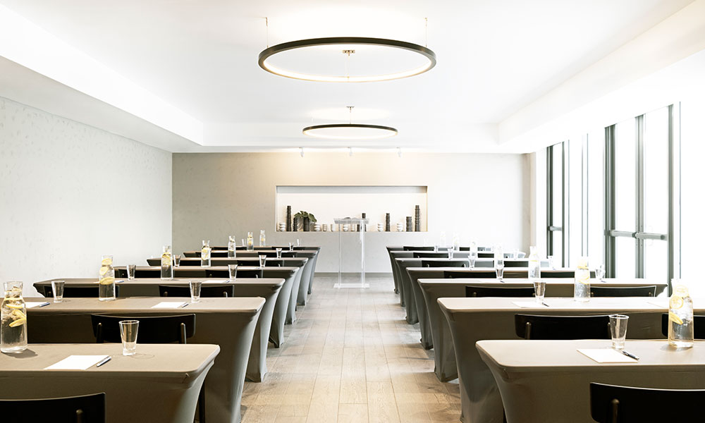 Classroom Meeting Tables set-up in Anchor Meeting Room from the back